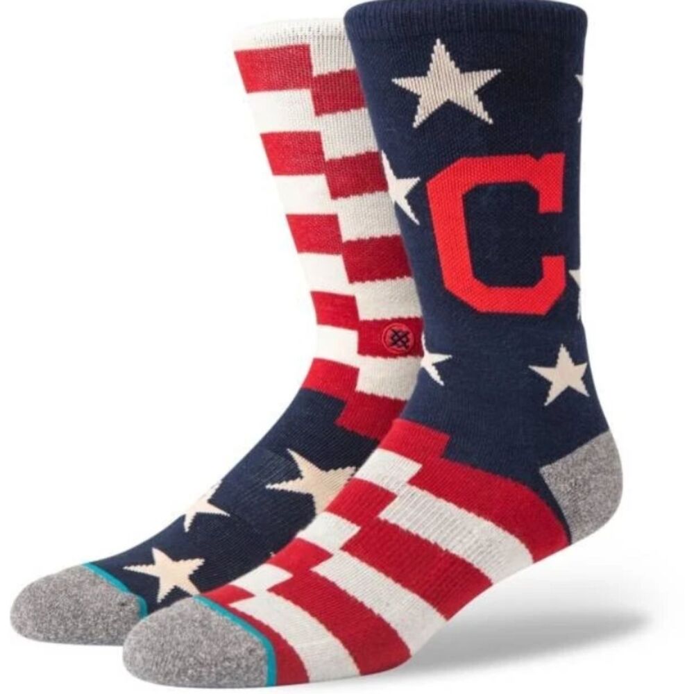 Stance Cleveland Indians Guardians Brigade 2 Crew Socks Size Large 9-13 USA Flag